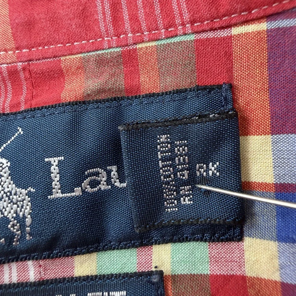 Ralph Lauren Shirt Mens XL Red Plaid Long Sleeve Button Down Pony Custom Fit